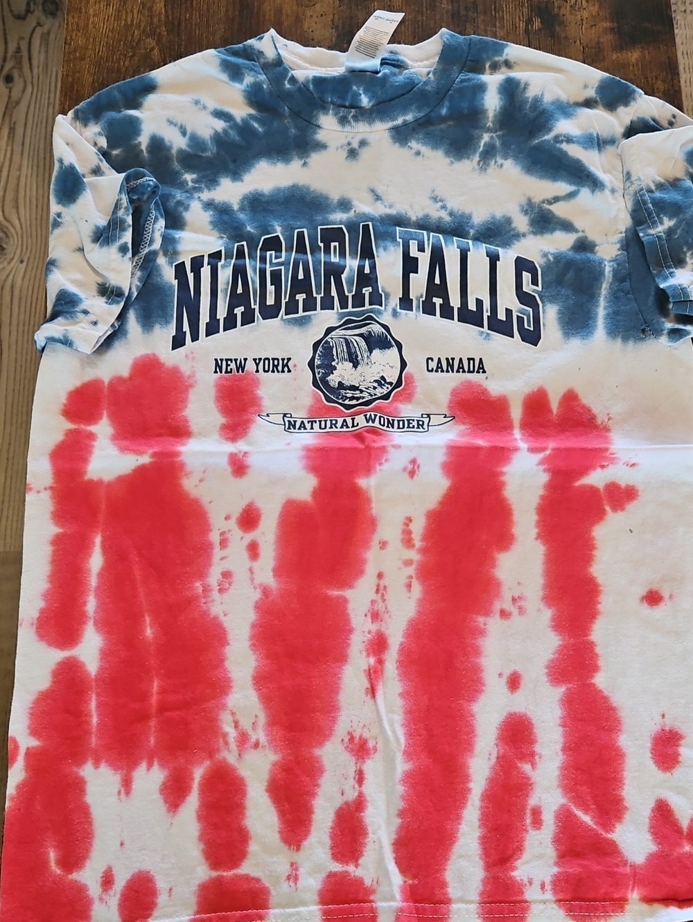 Niagara Falls Tie-Dye Graphic Tee - Blue & Red